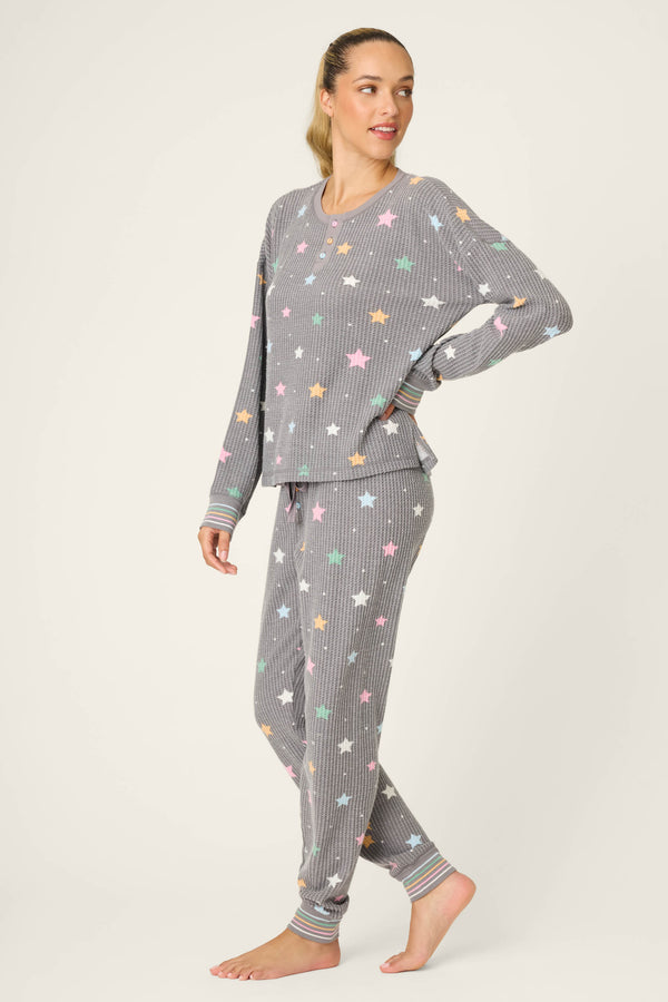 P.j. Salvage Ski Jammie Classics Starlight Starbright Charcoal PJ Set