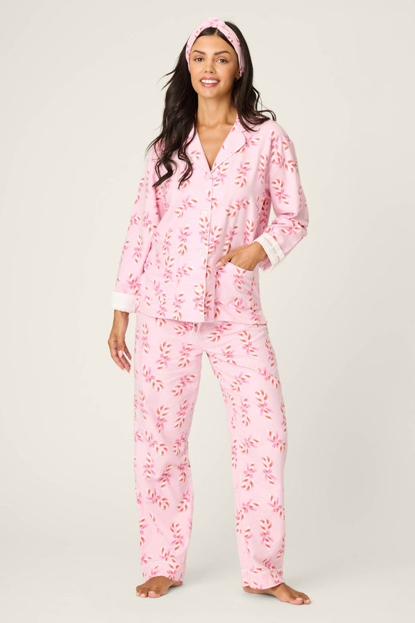 P.j. Salvage Sweeter Than Sugar 3-Piece Candy Cane Print Flannel PJ Set