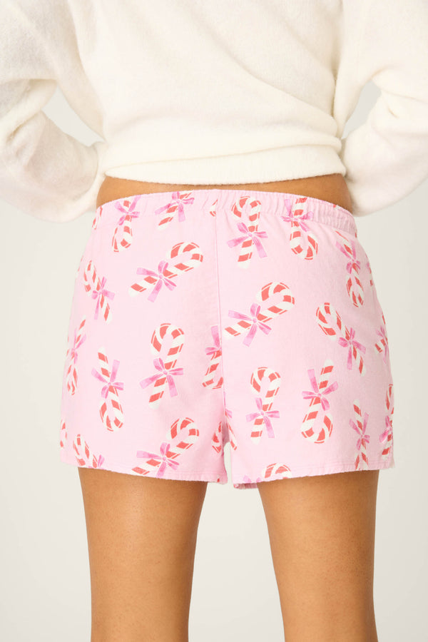 P.j. Salvage Sweeter Than Sugar Candy Cane Print Flannel Shorts