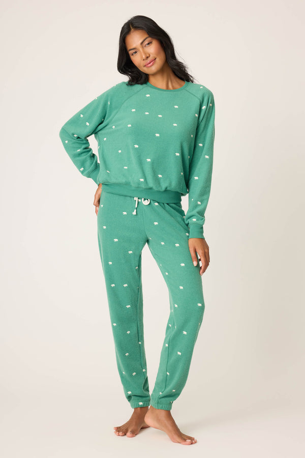P.j. Salvage The Outsider Embroidered Bear Fleece Lounge Set