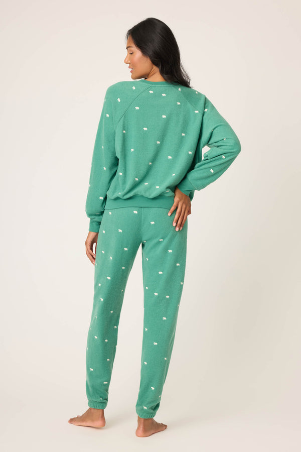 P.j. Salvage The Outsider Embroidered Bear Fleece Lounge Set