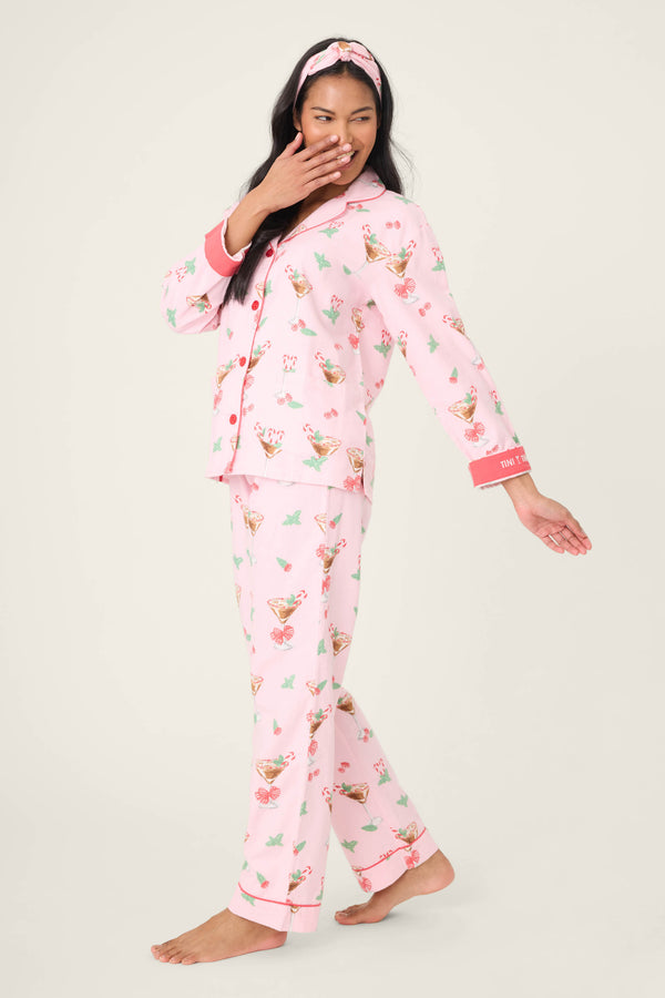 P.j. Salvage Tini Time Drink Print 3-Piece Flannel PJ Set