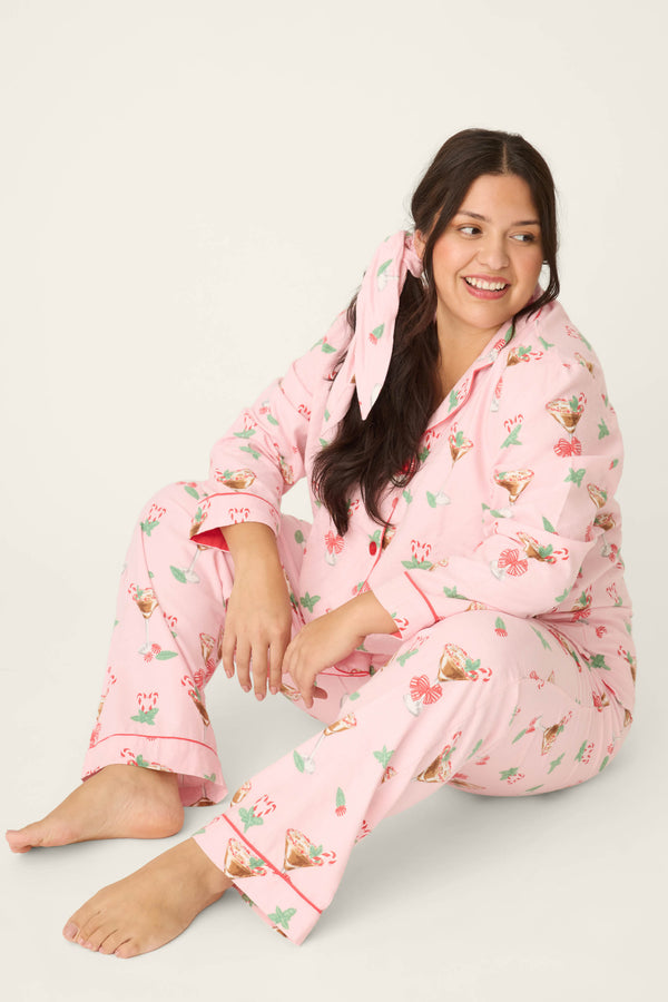 p.j. salvage Tini Time Drink Print 3-Piece Plus Size Flannel PJ Set