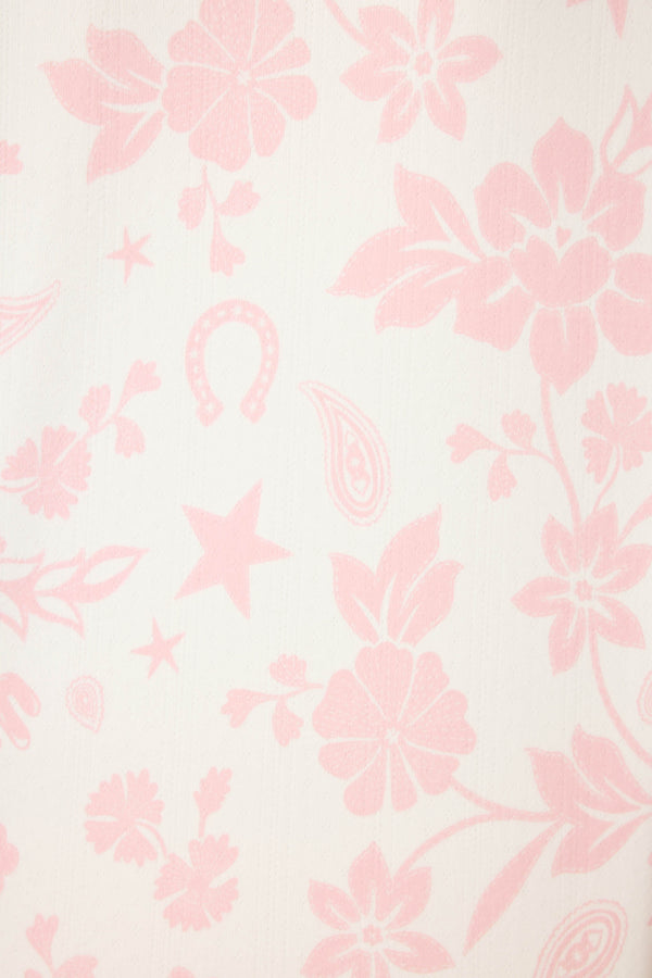 P.j. Salvage Wild Flower Western Print Pointelle Long Sleeve Top