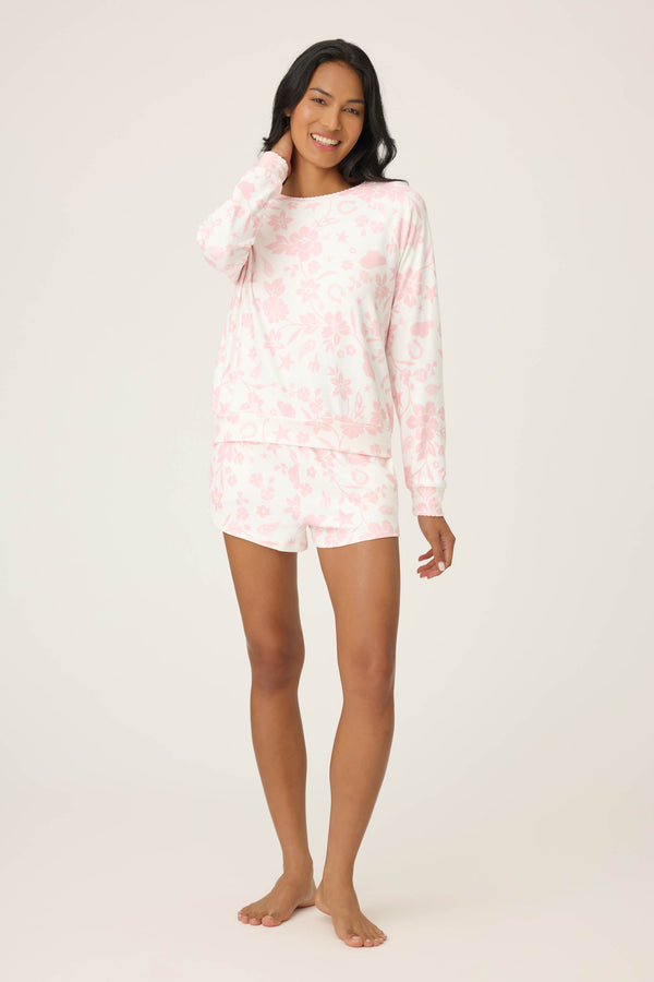 P.j. Salvage Wild Flower Western Print Pointelle Long Sleeve Top