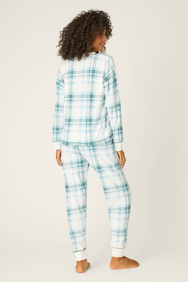 P.j. Salvage Winter Wonderland Plaid Velour Pants Set