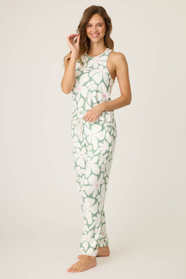 P.j. Salvage Wish You Were Here Floral Racerback PJ Set