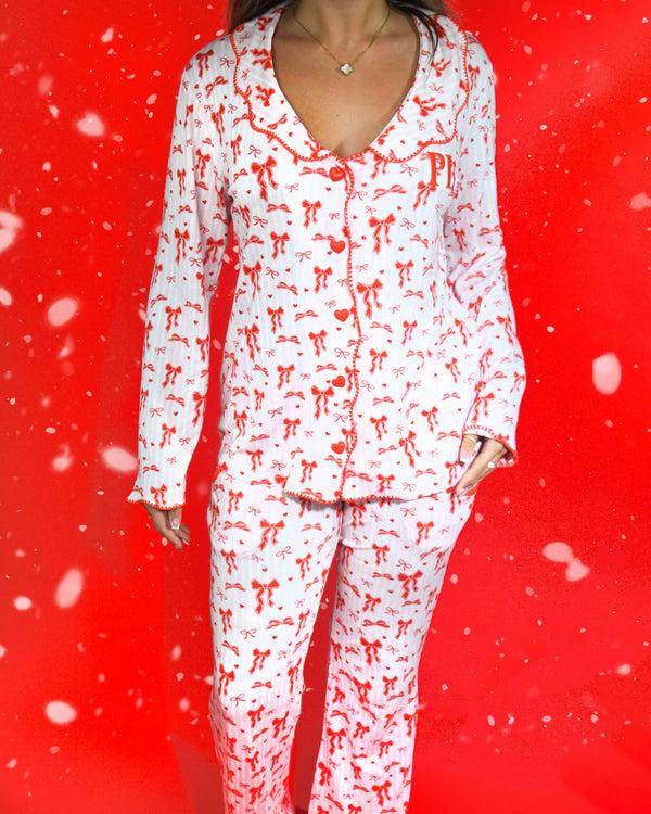 P.louise P.Louise Adults Christmas Bow Pyjamas - Trousers Set