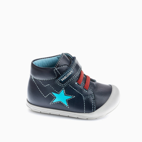 pablosky Botas de Bebé Niño Pablosky color Azul de Piel con Cierre adherente 045222