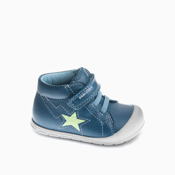 pablosky Botas de Bebé Niño Pablosky color Azul de Piel con Cierre adherente 045242