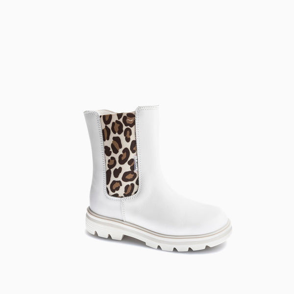 pablosky Botas de Niña Pablosky blancas de Piel y Textil Técnico con Cremallera 425800