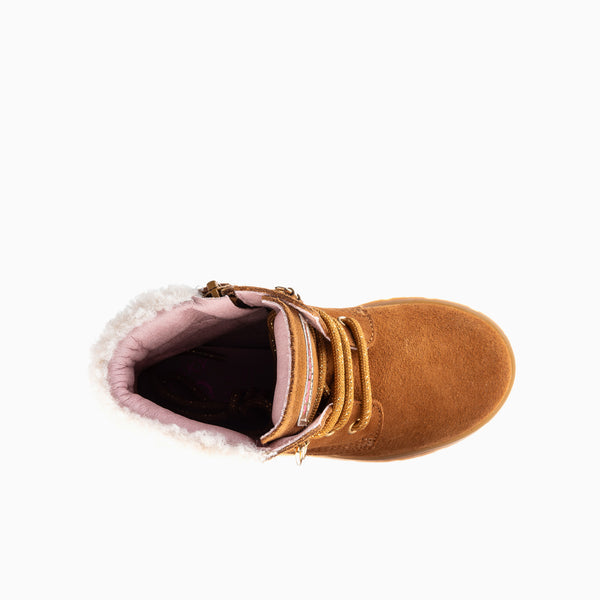 Pablosky Botas De Niña Pablosky Color Marrón De Piel Con Cordones Y Cremallera 433248