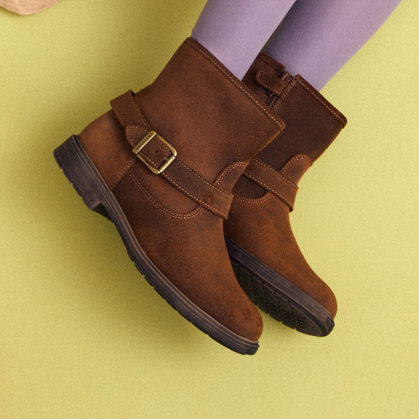 Pablosky Botas De Niña Pablosky Color Marrón De Piel Con Cremallera 435597