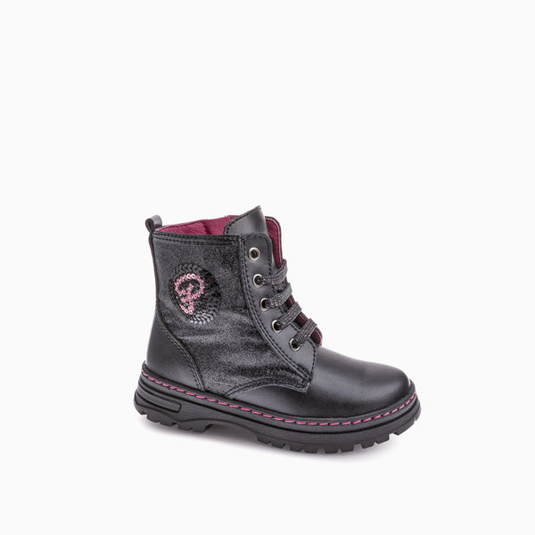 pablosky Botas de Niña Pablosky color Negro de Leader-tech con Cordones y cremallera 433915