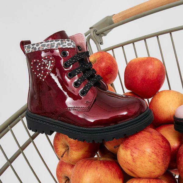 Pablosky Botas De Niña Pablosky Color Rojo De Piel Con Cordones Y Cremallera 434269