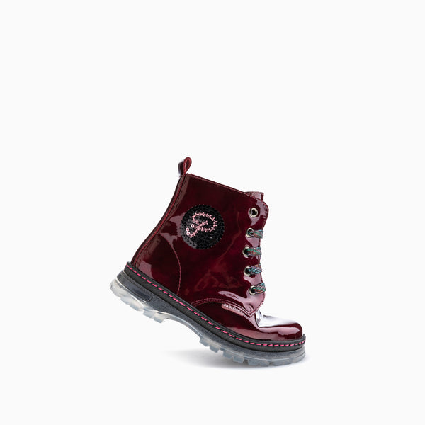 Pablosky Botas De Niña Pablosky Color Rojo De Piel Con Cordones Y Cremallera 434269