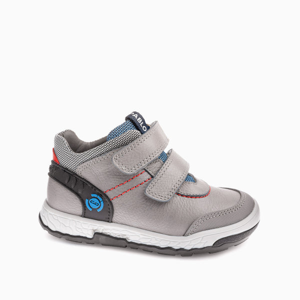 pablosky Botas de Niño Pablosky color Gris de Piel y Textil Técnico con Cierre adherente 515733