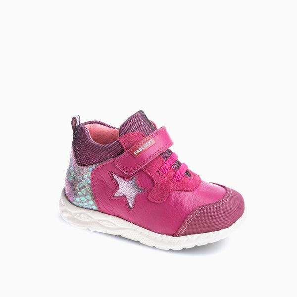 pablosky Botitas de Bebé Niña Pablosky rosas de Piel con Cierre Adherente 034975