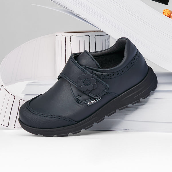 Pablosky Colegiales De Niña Pablosky Color Azul De Piel Con Cierre Adherente 354620