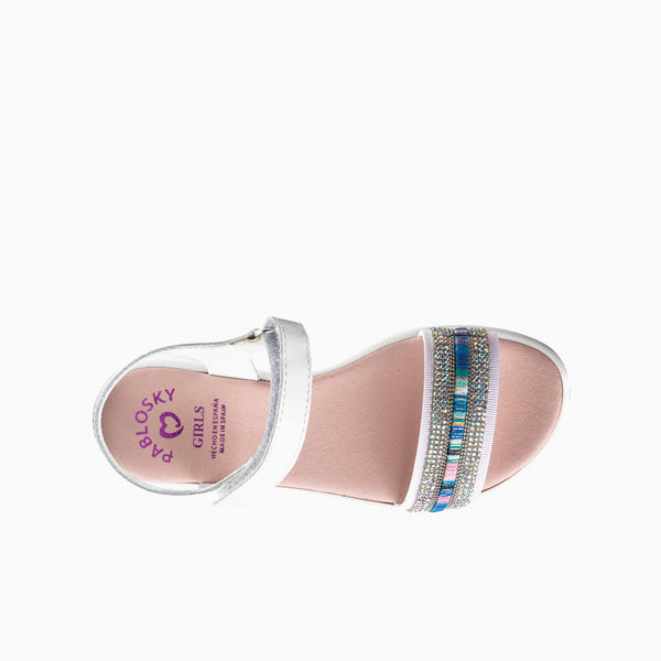 Pablosky Sandalias De Niña Pablosky Blancas De Piel Con Cierre Adherente 431609