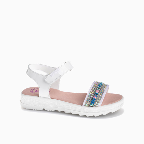 pablosky Sandalias de Niña Pablosky blancas de Piel con Cierre Adherente 431609