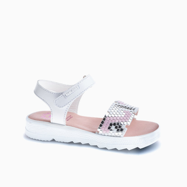 pablosky Sandalias de Niña Pablosky blancas de Piel con Cierre Adherente 431100