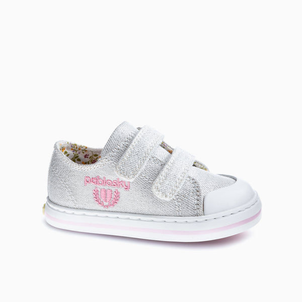pablosky Zapatillas de Lona de Bebé Niña Pablosky blancas con Cierre Adherente 975300