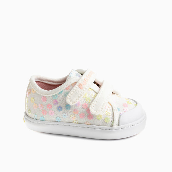 pablosky Zapatillas de Lona de Bebé Niña Pablosky color Blanco con Cierre Adherente 980600