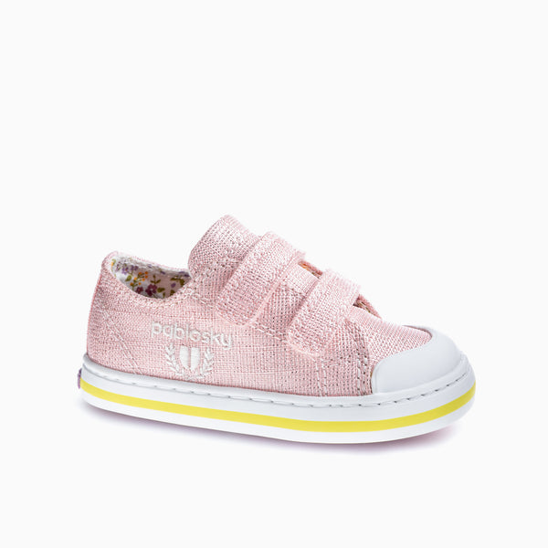pablosky Zapatillas de Lona de Bebé Niña Pablosky rosas con Cierre Adherente 975370
