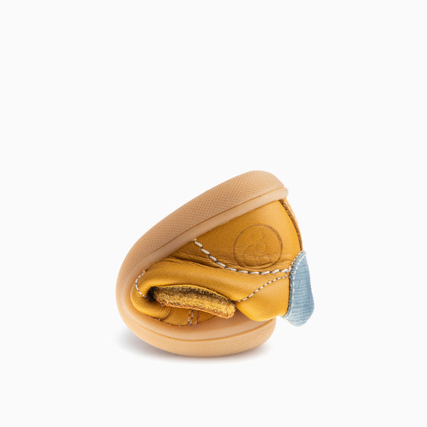 Pablosky Zapatos Casual De Bebé Unisex Pablosky Color Amarillo De Piel Con Cierre Adherente 044482