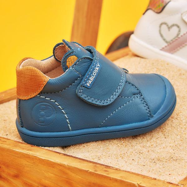 Pablosky Zapatos Casual De Bebé Unisex Pablosky Color Azul De Piel Con Cierre Adherente 044442