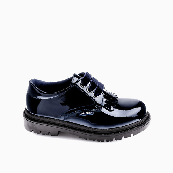 pablosky Zapatos Casual de Niña Pablosky color Azul de Piel con Cordones 356529