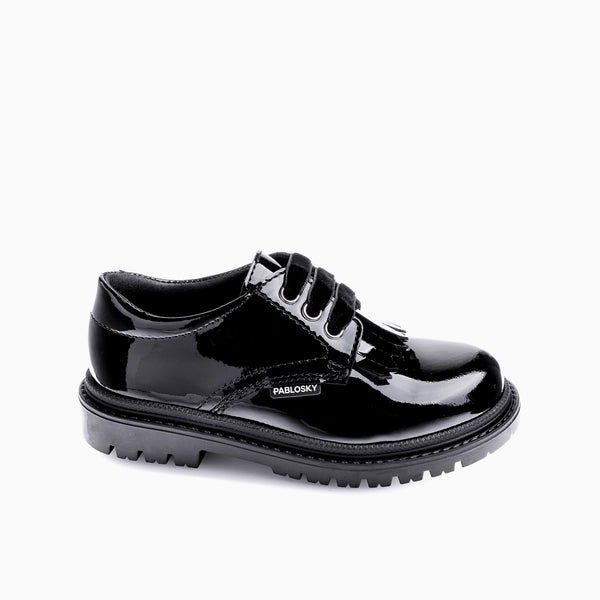 pablosky Zapatos Casual de Niña Pablosky color Negro de Piel con Cordones 356519