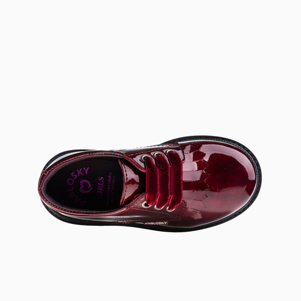 Pablosky Zapatos Casual De Niña Pablosky Color Rojo De Piel Con Cordones 356569