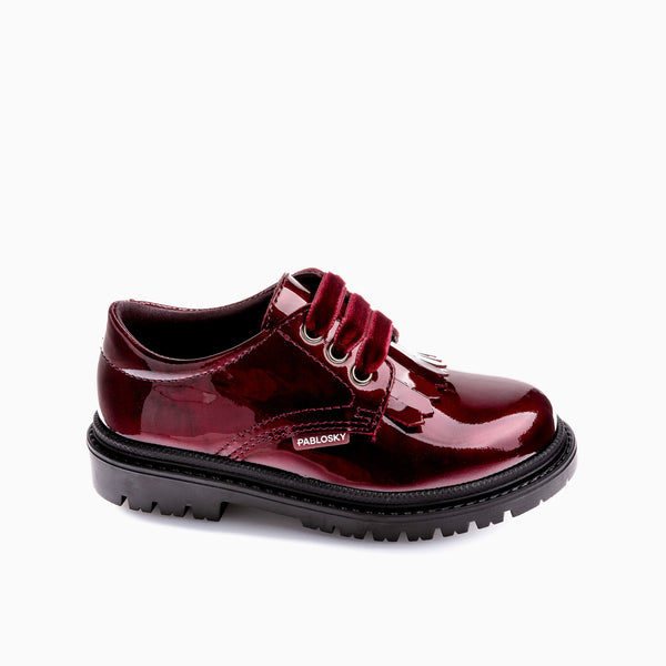 pablosky Zapatos Casual de Niña Pablosky color Rojo de Piel con Cordones 356569