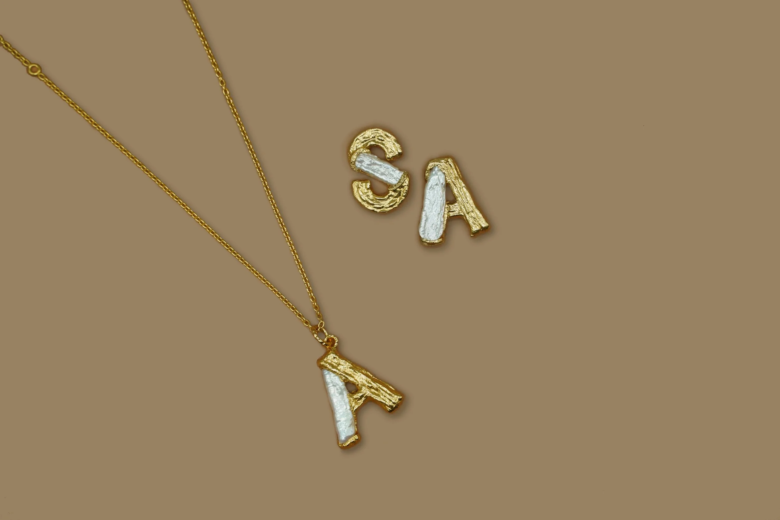 Pacharee Birch Pearl Alphabet Earrings