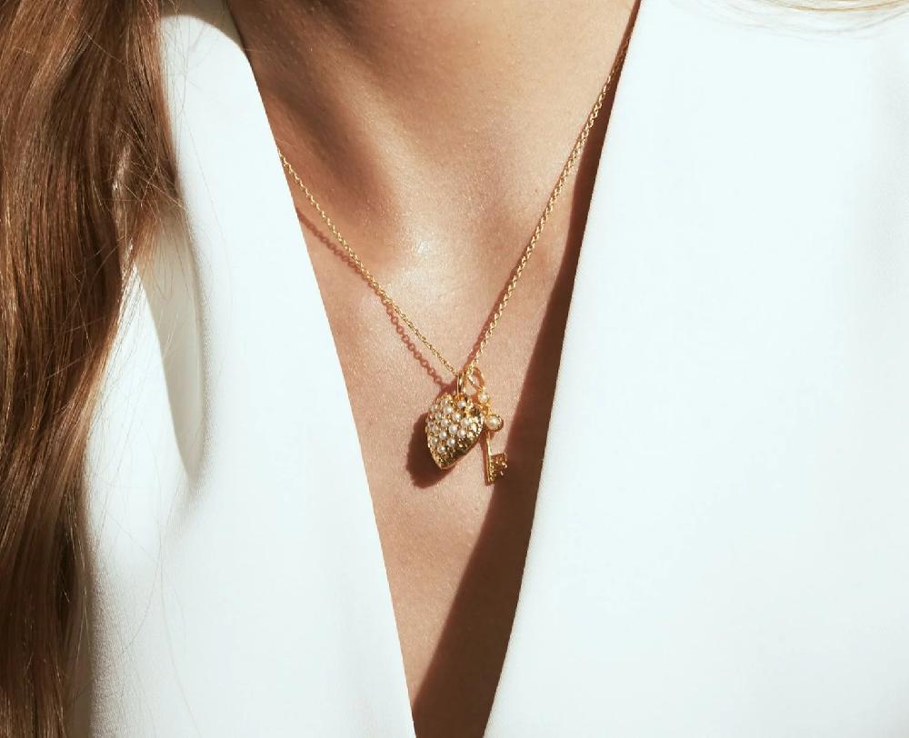 Pacharee Pearl Floret Key To My Heart Necklace