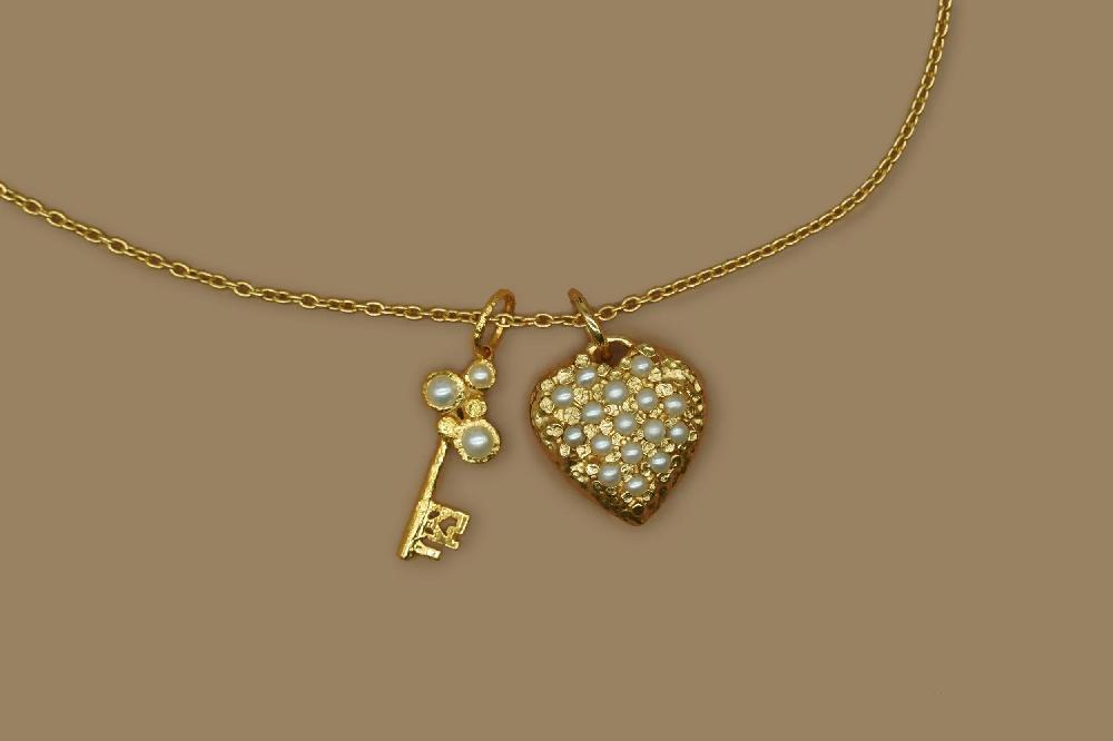 Pacharee Pearl Floret Key To My Heart Necklace