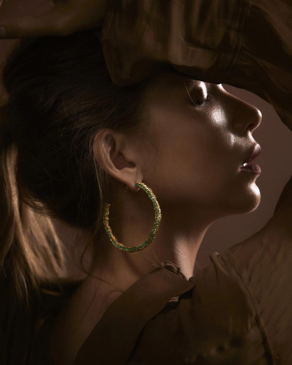 Pacharee Silh Large Emeralds Hoops