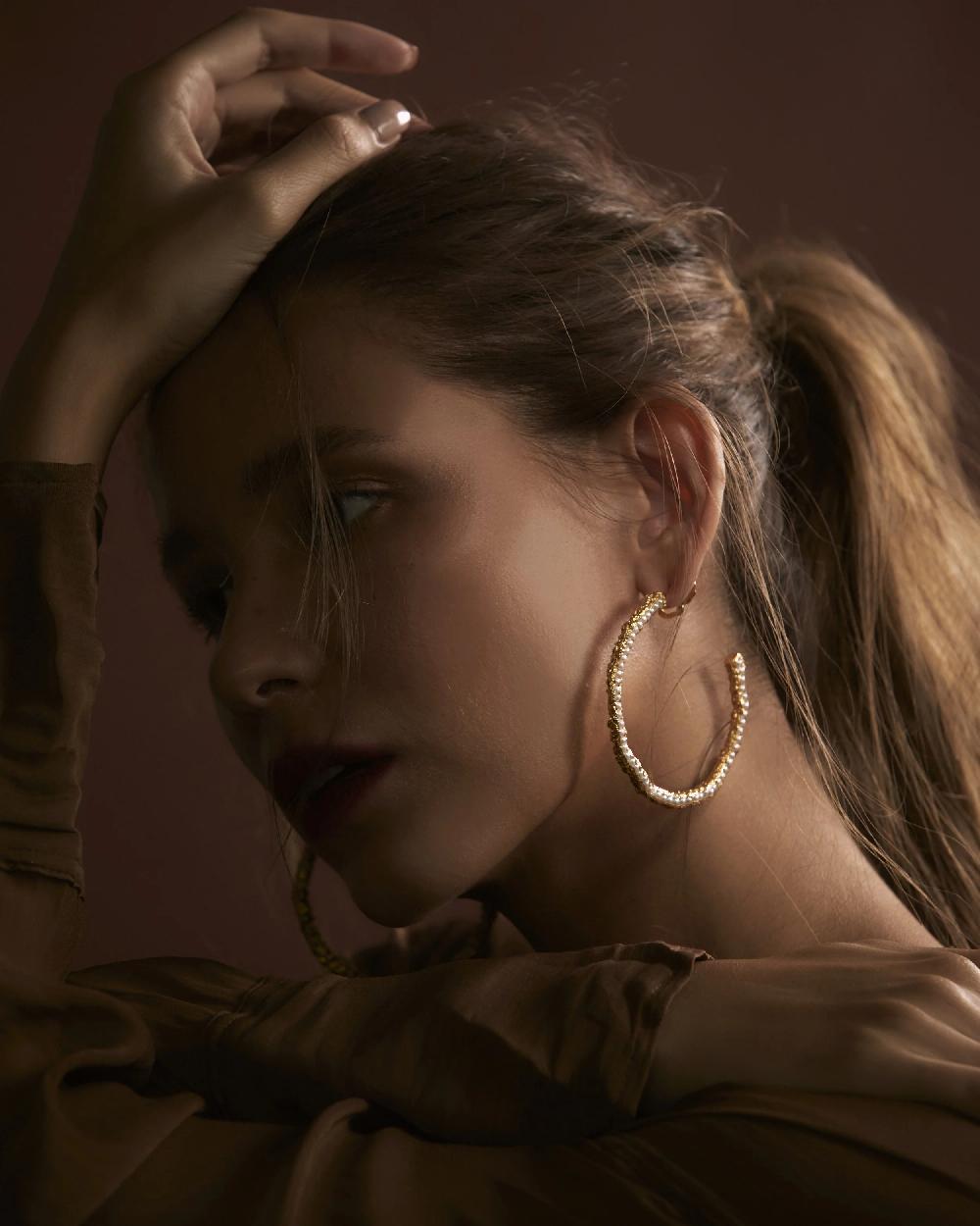 Pacharee Silh Large Pearls Hoops