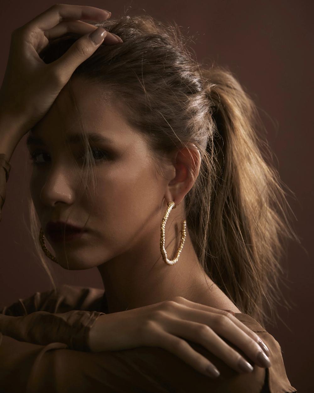 pacharee Silh Large Pearls Hoops