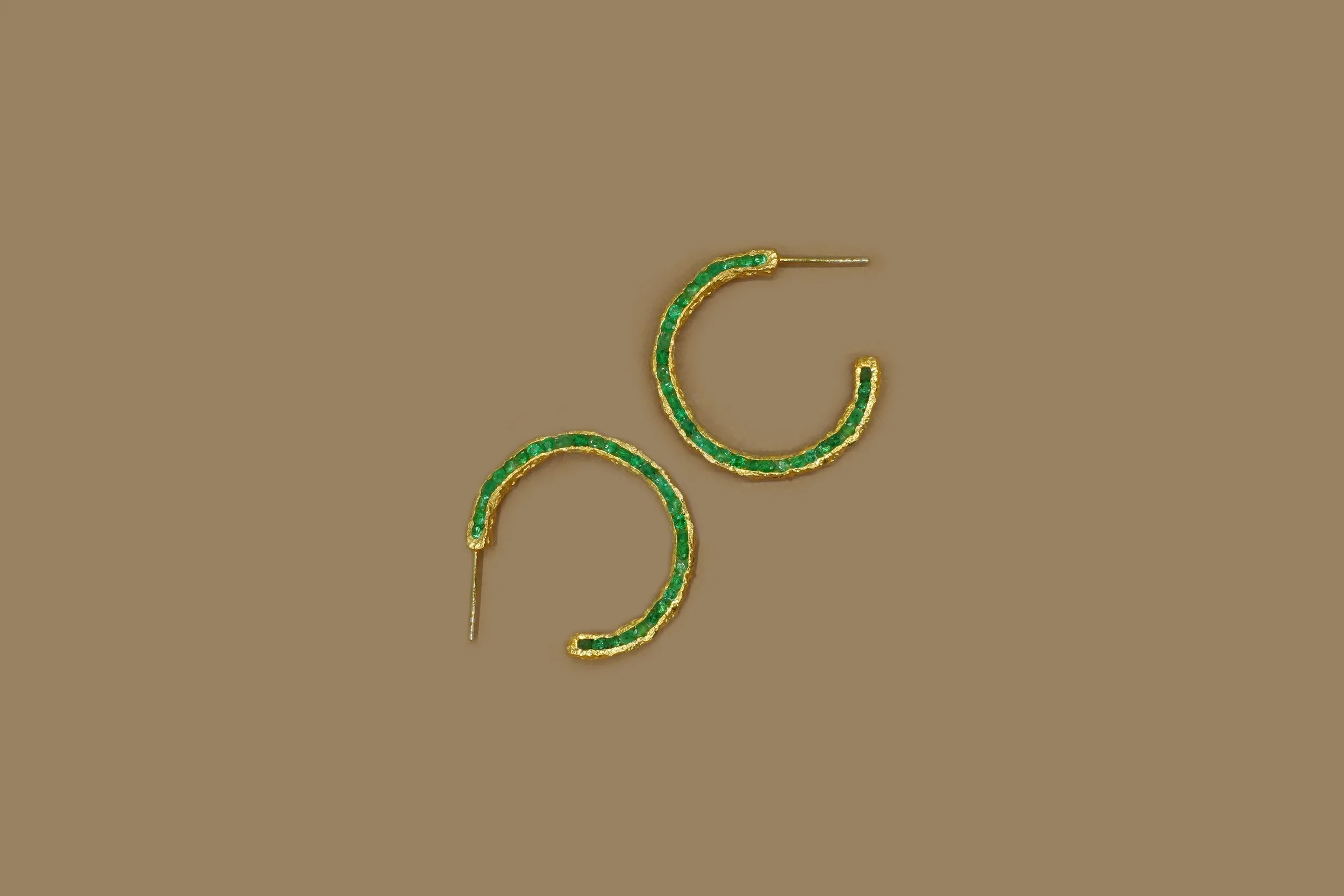 pacharee Silh Medium Emeralds Hoops