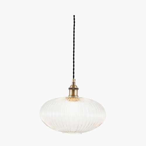 Pacific Lifestyle Abigail Clear Ribbed Glass Oval Pendant