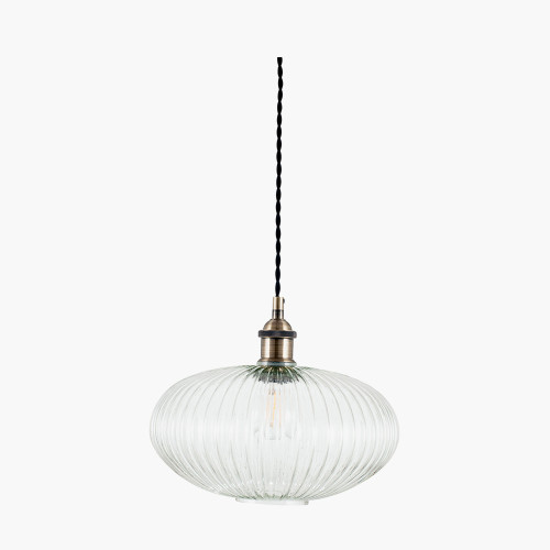 pacific lifestyle Abigail Clear Ribbed Glass Oval Pendant