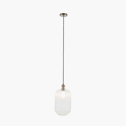 Pacific Lifestyle Abigail Clear Ribbed Glass Tall Pendant