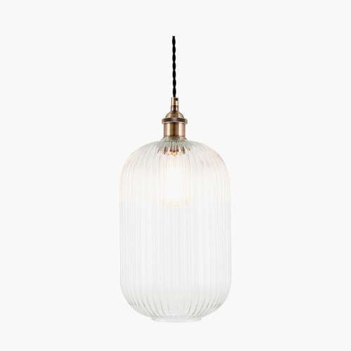 Pacific Lifestyle Abigail Clear Ribbed Glass Tall Pendant