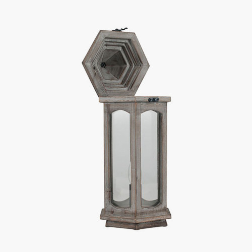 Pacific Lifestyle Adaline Antique Grey Wood Lantern Table Lamp