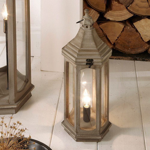 Pacific Lifestyle Adaline Antique Grey Wood Lantern Table Lamp