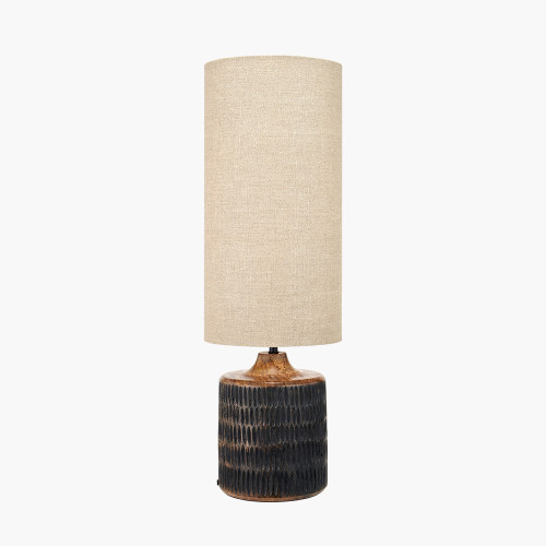 Pacific Lifestyle Alaric Antique Black Wash Mango Wood Table Lamp