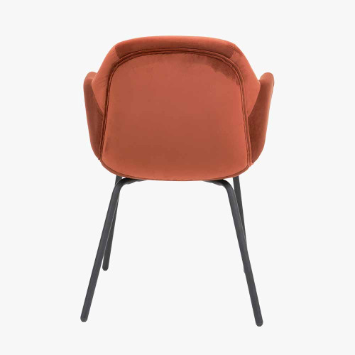 Pacific Lifestyle Alba Cinnamon Velvet And Black Metal Carver Dining Chair